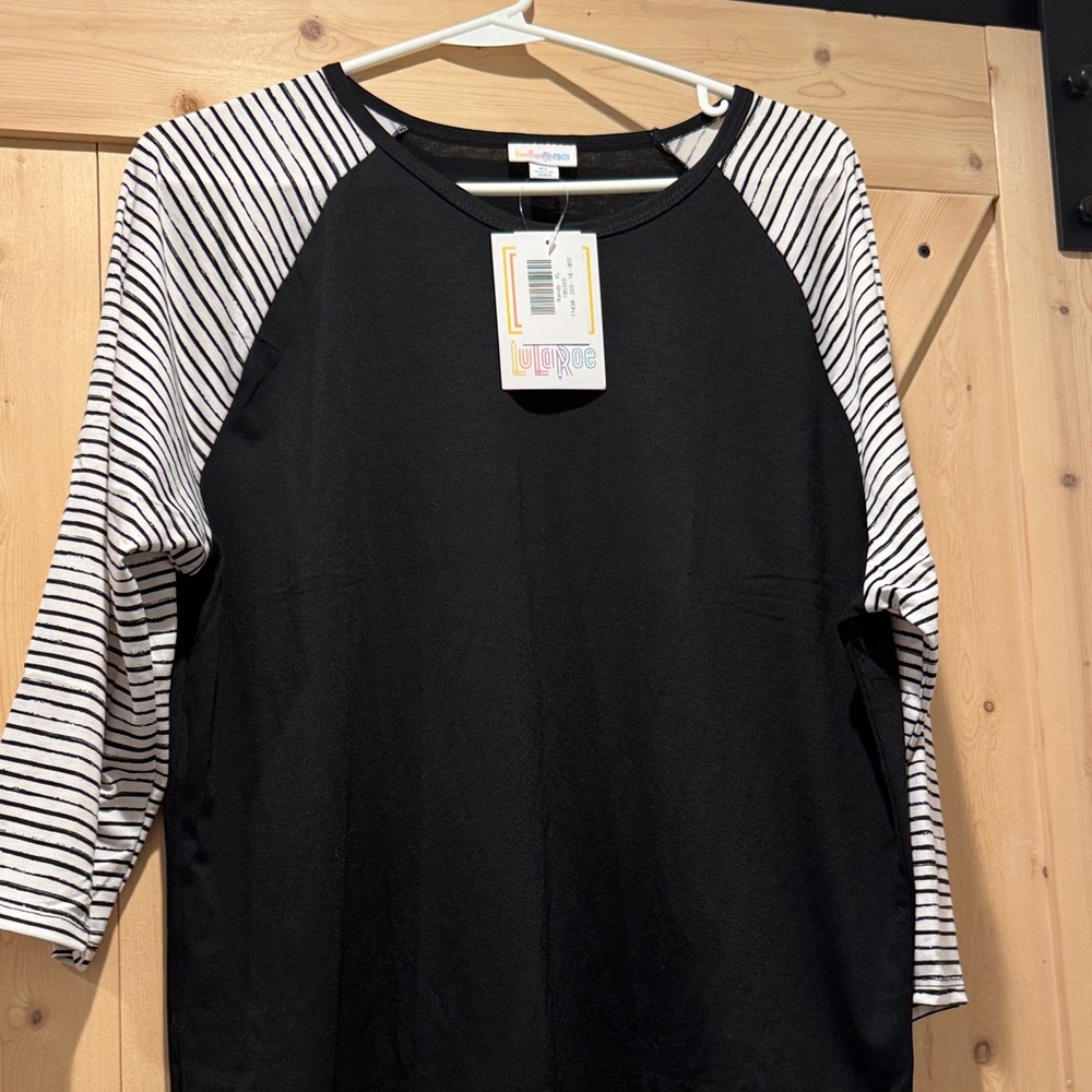 Lularoe Black and White Striped Randy Sleeve Women's Top